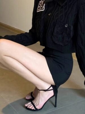 Summers New Black Stiletto Heels With A Strappy Designsleek Sexy And Perfect For The Season