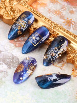 New Nail Stickers 3D Christmas Series Two-color Golden Laser Snowflake Thin Stickers Nail Art Design Nail Art Stickers