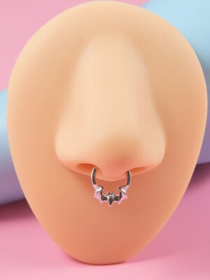 Cross-border Stainless Steel Flame Four-layer Nose Stud Gold Plating Bat Partition Ring