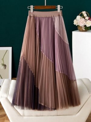 Elastic-waist Mid-length Flared Skirt