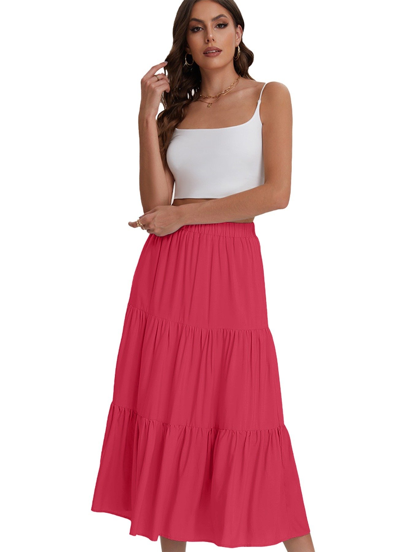 New Arrival High Waist A-Line Midi Skirt, Casual Drawstring Long Skirt ā Image 4
