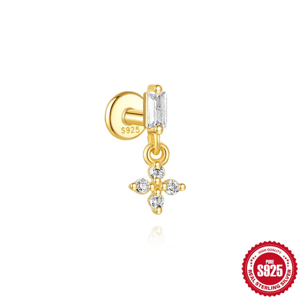 S925 Sterling Silver Water Drop Earrings Flat Spiral Puncture ā Image 5