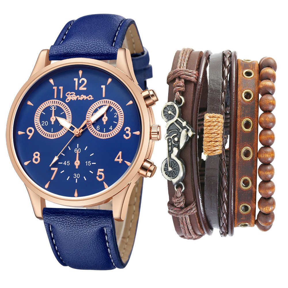 Watch Set Two-eye Belt Quartz Watch Bicycle Punk Bracelet ā Image 4