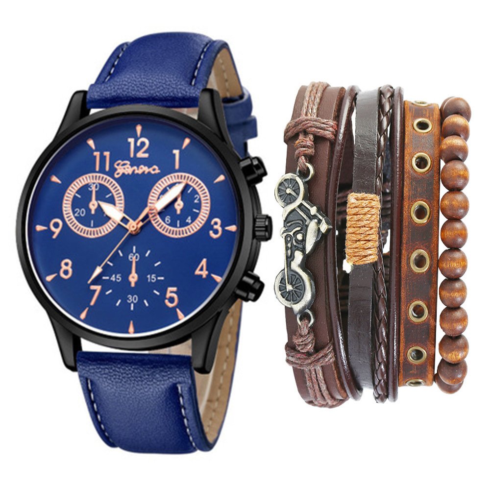 Watch Set Two-eye Belt Quartz Watch Bicycle Punk Bracelet ā Image 3