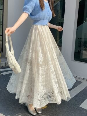 French-style Lace Skirt Womens Springsummer High Waist