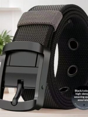 New Mens Rotating Nylon Belt With A Double-sided Pin Buckle