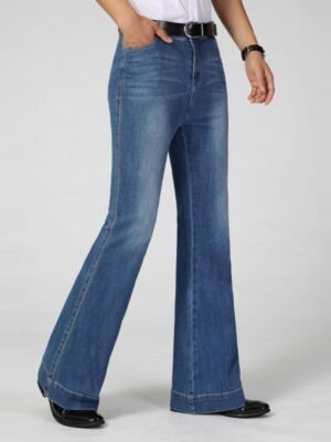 Fashionable Mens Denim Mid-rise Flared Pants