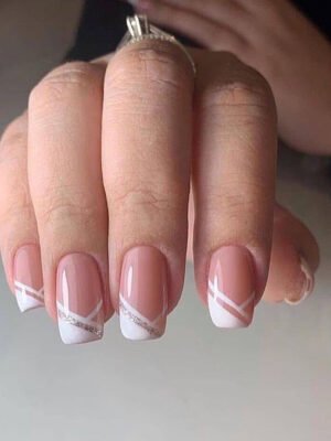 Oblique French Simple Wearing Manicure Finished Fake Nails