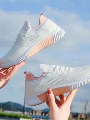 Flyknit Breathable White Shoes Summer Mesh