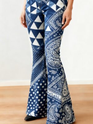 Women's Casual Floral Print Slim-fit Flared Jeans
