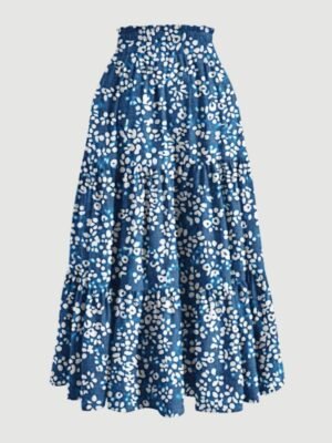 Printed Pocket-Patch Elastic-Waist Drawstring Skirt