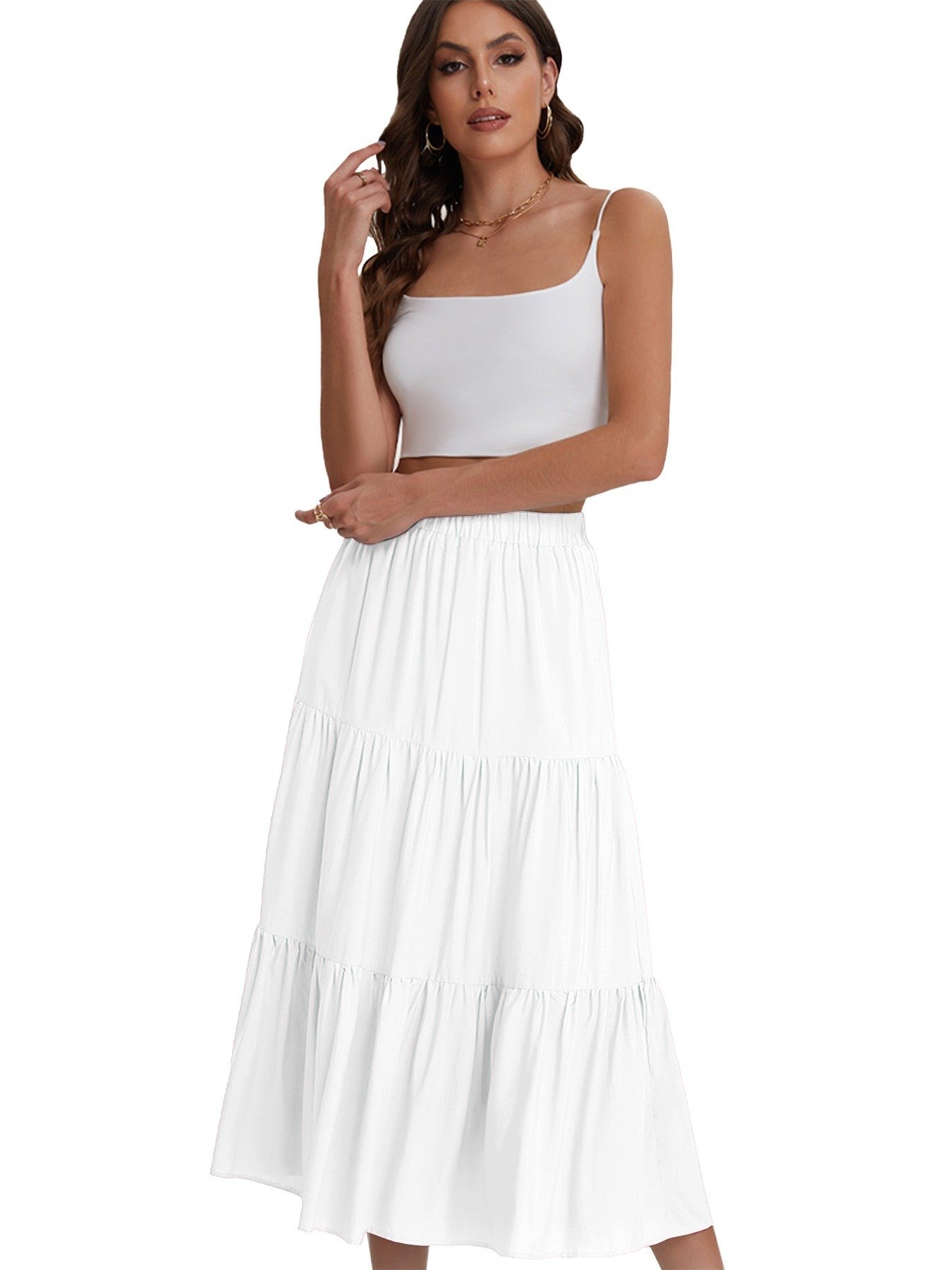 New Arrival High Waist A-Line Midi Skirt, Casual Drawstring Long Skirt ā Image 5
