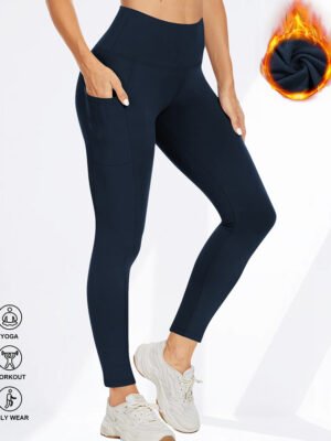 Autumn And Winter Warm Pocket Plus Velvet Yoga Pants