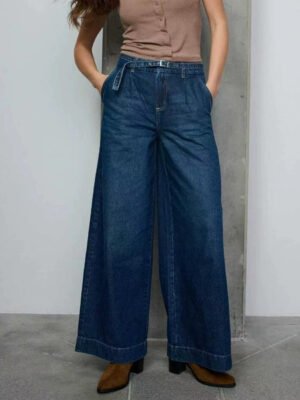 Women's Retro Washed Blue Straight-Leg Jeans