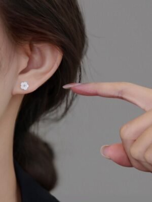 Sterling Silver Flower Ear Studs Female Special-interest Design Simple Graceful