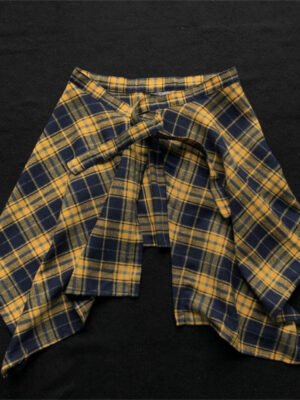 Womens Colorful Yellow Plaid Skirt