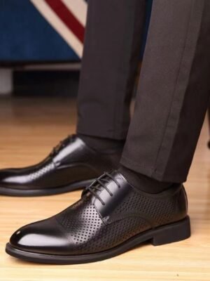 Summer Hollow Plastic British Casual Business Wear Leather Shoes Height Increasing Insole