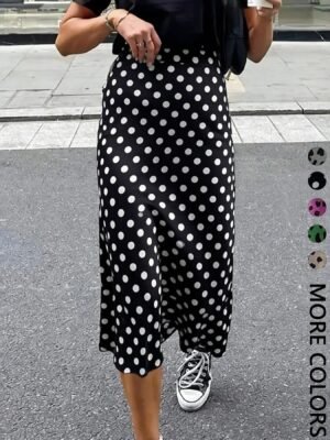 High-waisted Leopard-print A-line Figure-flattering And Versatile Long Skirt With A Slit