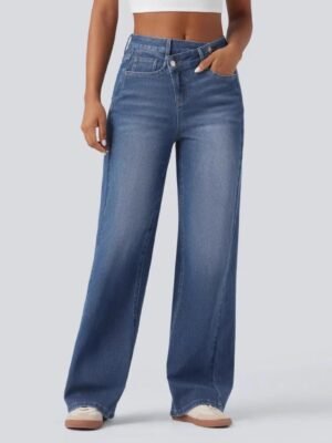 Asymmetric Low-rise Button-fly Jeans