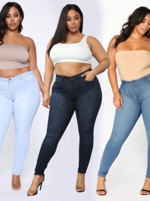 Women's Plus Size Fashion High Elastic Denim Pencil Pants