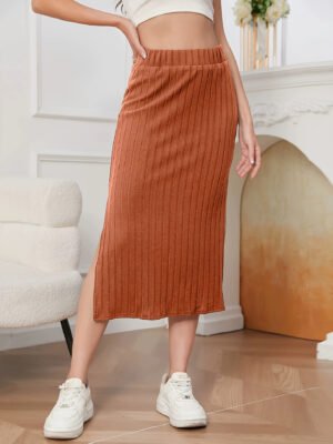 Split Slim-fit Knitted Skirt For Women