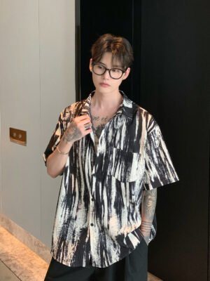 Fashion Personalized Ink Tie-dye Shirt Short Sleeve Men