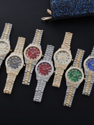 Full Diamond Surface Roman Scale Steel Watch