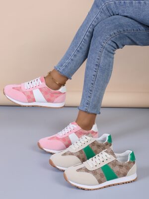Oversized Women's Casual Flower Lace-up Shoes