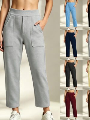 2026 Autumn-Winter New Style European Cross-border Foreign Trade Supply Warm And Fashionable Casual Loose Women's Straight Leg Pants Trousers