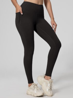 Running Leggings For Fitness Hip-lifting High-waisted With Pockets