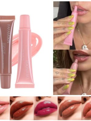 Glossy Lip Glaze Waterproof Long Lasting Lip Gloss Glossy Mirror Tea Red Liquid Lipstick Doodle Lip Korean Makeup