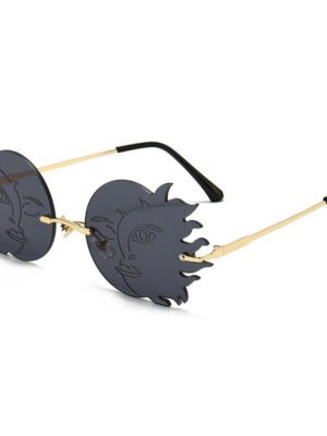 Funny Polygonal Moon Smiley Lady Sunglasses