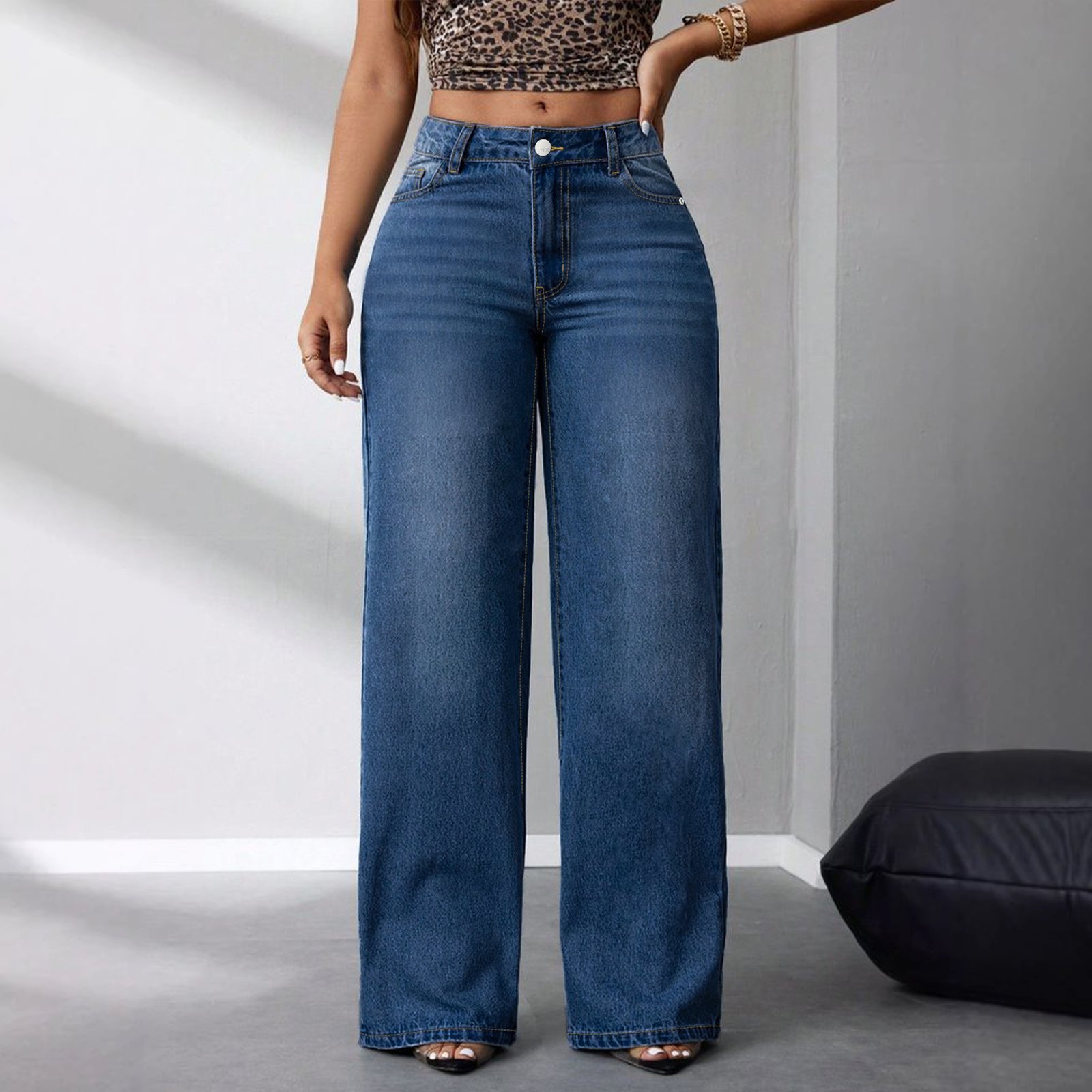 Fashionable Womens Slimming Wide-leg Denim Pants ā Image 7