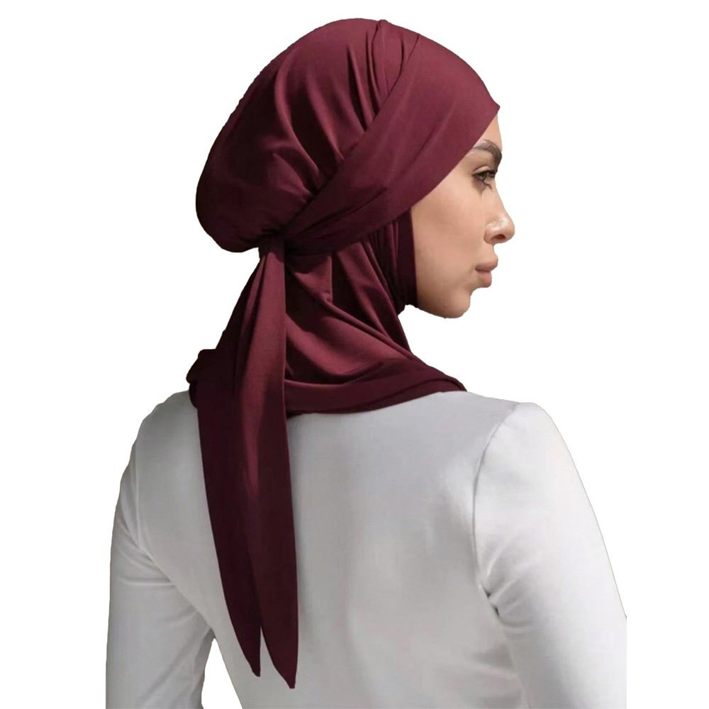 Solid Color Convenient Strap Headscarf Suit ā Image 9
