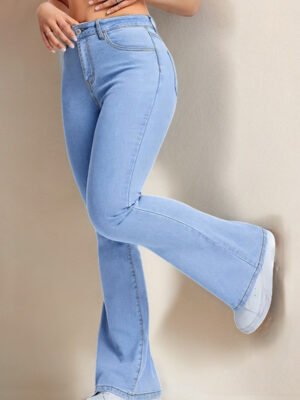 High-waisted Leg-lengthening Slim-fit Floor-length Jeans