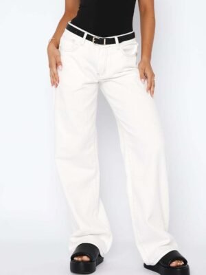 Women's High Waist Wide Leg Mopping Jeans