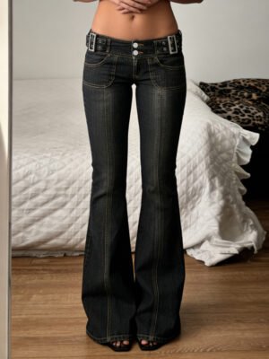 Retro Bootcut Black Jeans For Women
