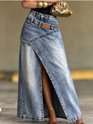 Cross-border Independent Site Amazon 2026 New Design Layered Washed Denim Half-length Skirt For Women
