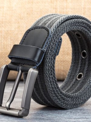 Men's Pin Buckle Polyester Woven Pants Canvas Belt